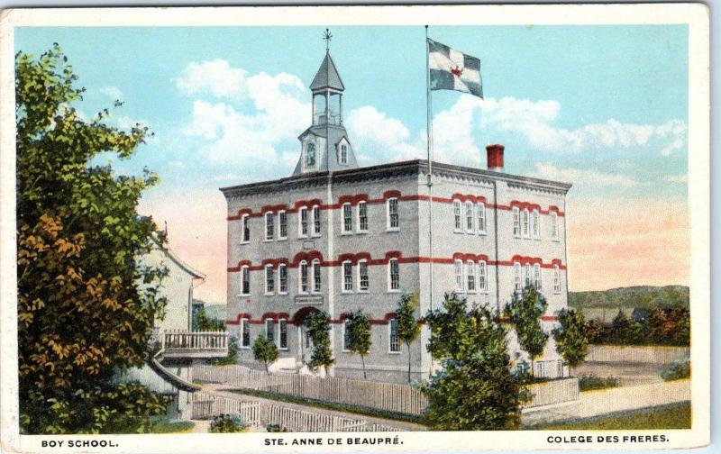 RPPC STE ANNE de BEAUPRE, PQ  Canada  BOY SCHOOL   c1910s  Postcard