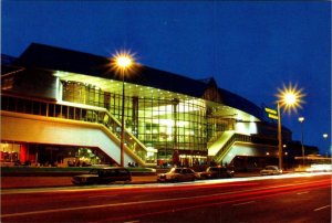 Minsk, Belarus  RAILWAY STATION~NIGHT VIEW  Railroad Depot~Train  4X6 Postcard