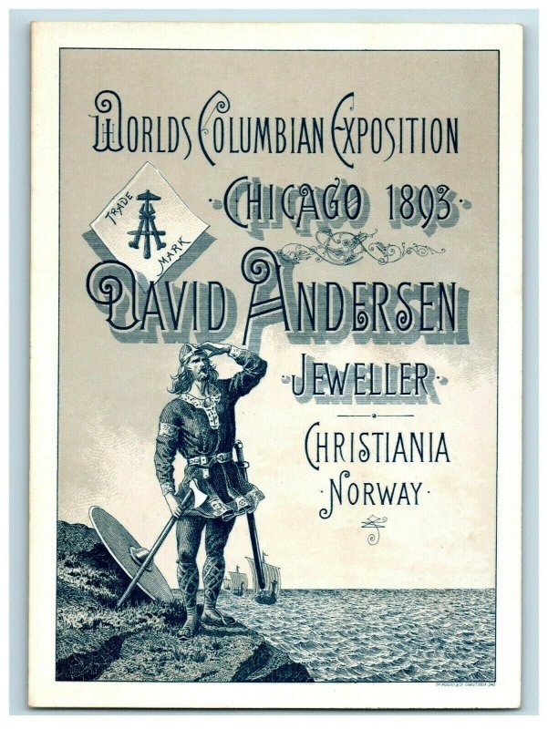 1893 World's Fair Engraved David Anderson Jeweller Christiania Norway 7G