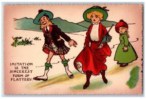 Humor Postcard Scotland Kilt Imitation Is The Sincerest Form Of Flattery c1910's