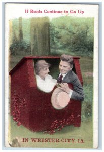 c1920's If Rents Continue To Grow Up Couples In Box Webster City Iowa Postcard