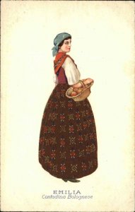 Lloyd Triestino Steamship Line Promo Italian Women Costumes Postcard BOLOGNESE