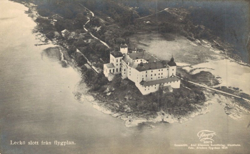 Sweden Läckö slott fran flygplan 1925 RPPC 04.78