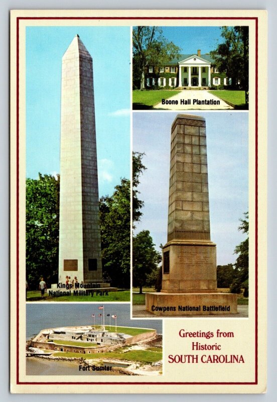 Greetings From Historic SOUTH CAROLINA Fort Sumter & More 4x6 VTG Postcard 1554