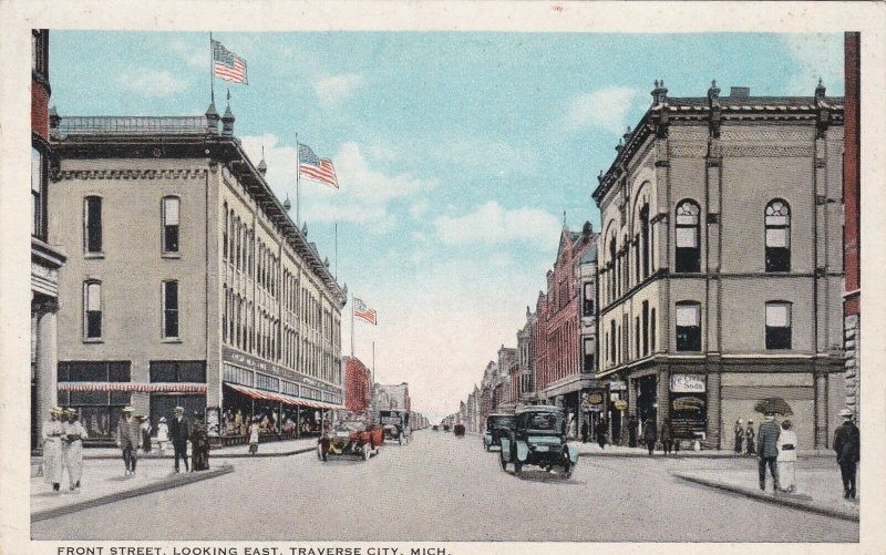 Michigan Traverse City Front Street Looking East 1923 Curteich sk6461
