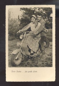 RPPC LIEBE FAHRT FREIE VINTAGE SCOOTER ADVERTISING REAL PHOTO POSTCARD