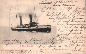 Postcard Italian Royal Navy Battleship Agordat Torpedo Cruiser c1902