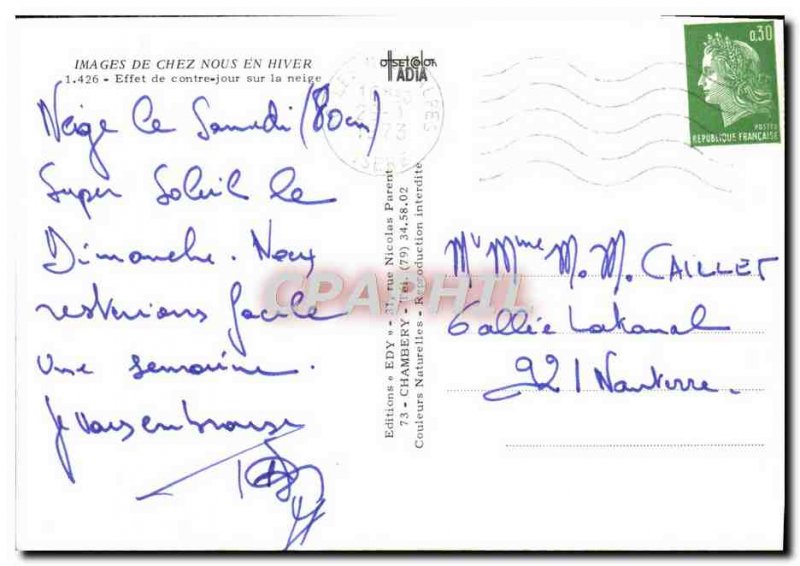 Postcard Modern Images From Our Home In Winter Effect Back Light On Snow