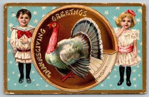 Thanksgiving Greetings Turkey   Providence RI Cancel Embossed  Postcard   1908