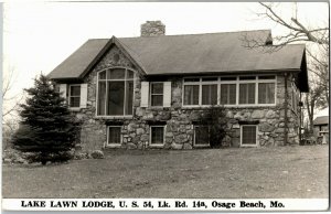 RPPC Lake Lawn Lodge, Hwy 54 Lake Rd 14A, Osage Beach MO c1953 Vtg Postcard C70