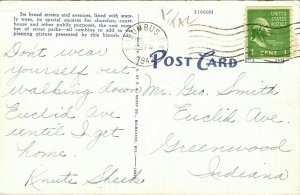 Post Office Court House Columbis Georgia GA Linen Postcard VTG PM Cancel WOB 