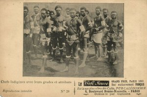 PC CPA NEW CALEDONIA, PACIFIC, CHEFS INDIGÉNES, Vintage Postcard (b19338)