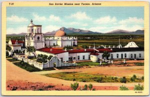 VINTAGE POSTCARD SAN XAVIER MISSION NEAR TUSCON ARIZONA c. 1930s