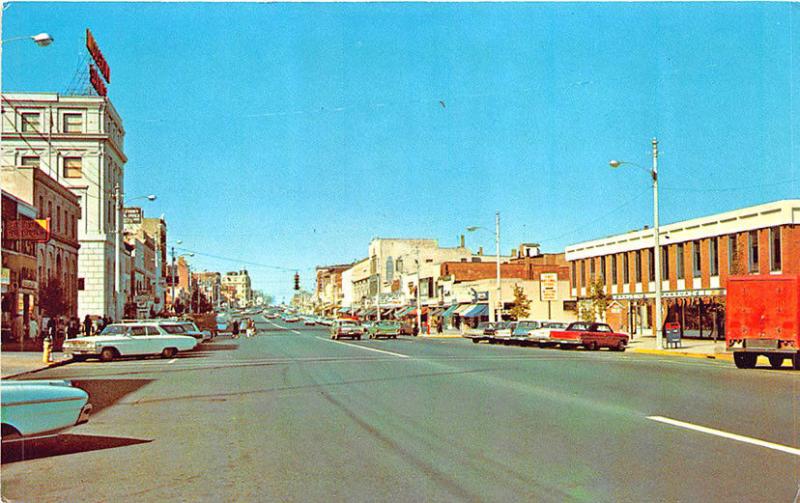 Middletown CT Main Street View Storefronts Old Cars Postcard