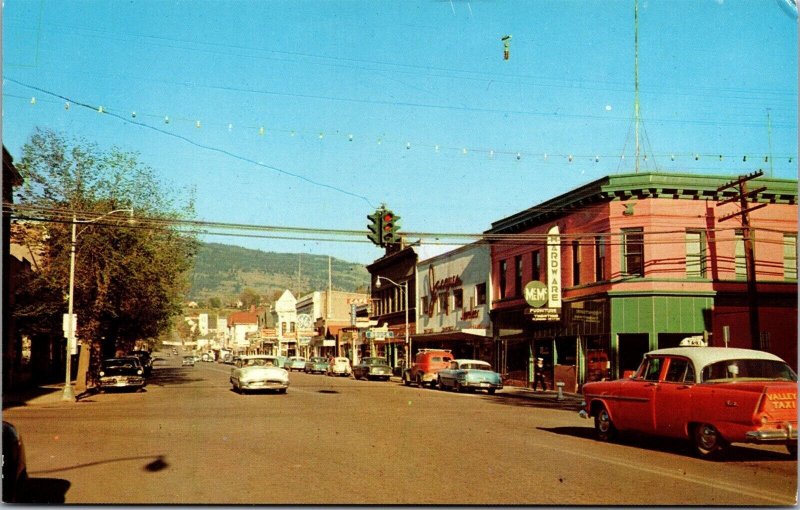 Vtg Vernon British Columbia Canada Barnard Avenue Street View 1950s Postcard