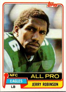 1981 Topps Football Card Jerry Robinson Philadelphia Eagles sk10234