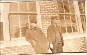 RPPC Two Working Men Taking a Break Vintage Postcard H71