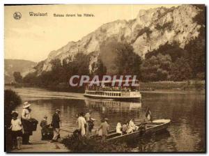 Old Postcard Waulsort boat to the Hotels