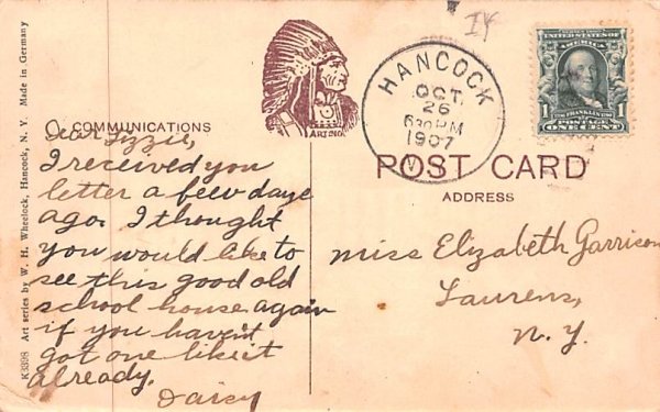 High School Hancock, New York Postcard
