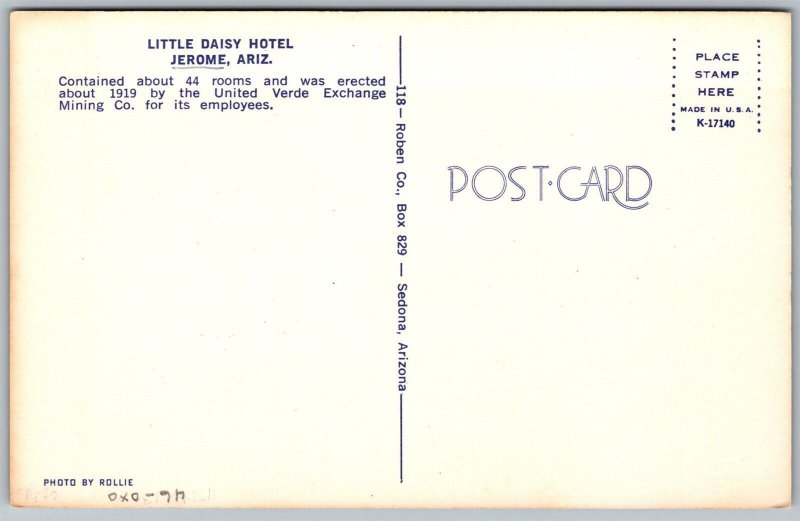 Vtg Jerome Arizona AZ Little Daisy Hotel Ghost Town 1950s View Old Postcard