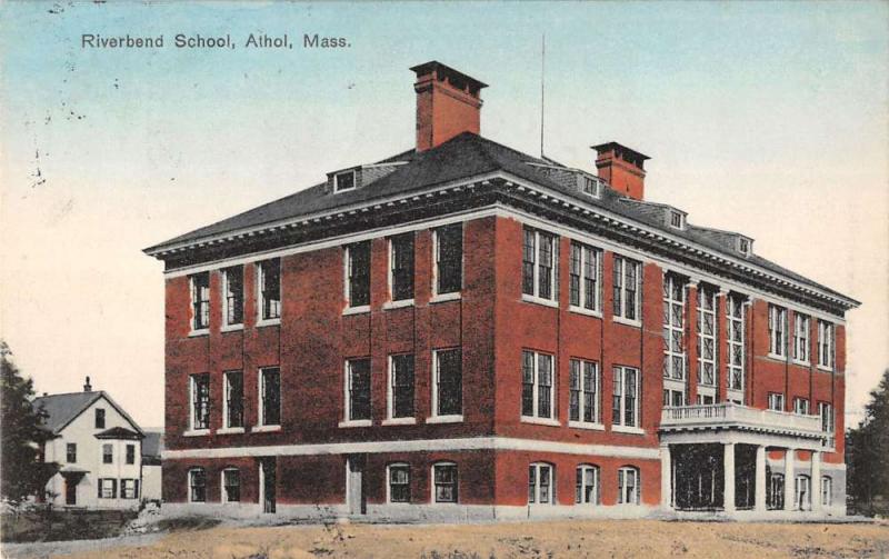 Athol Massachusetts Riverbend School Street View Antique Postcard K36454