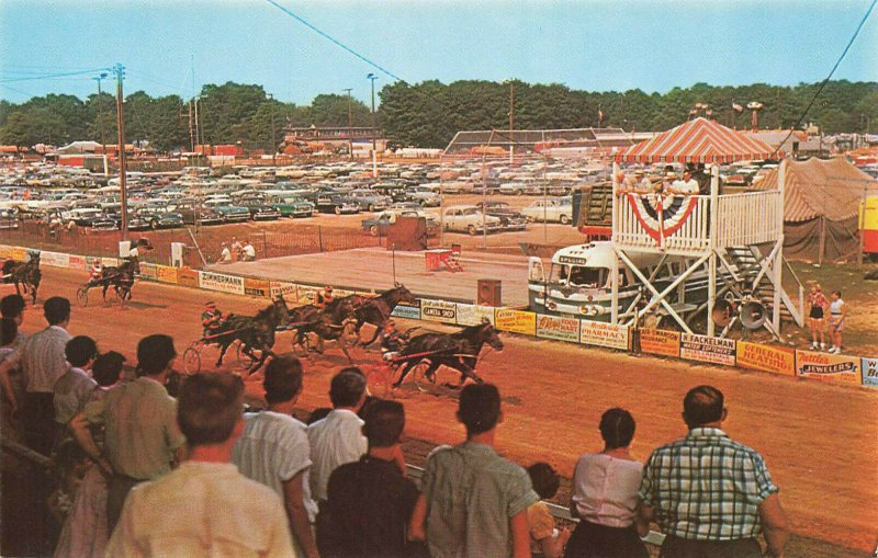 La Porte IN La Porte County Fair Harness Racing Parking Lot Postcard