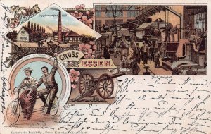 ESSEN GERMANY~FAHRRAD TANDEM~GUSSSTAHLFABRIK-ARTILLERY~1897 MULTI IMAGE POSTCARD