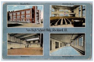 Rockford Illinois IL Postcard New High School Building Exterior Gymnasium 1916
