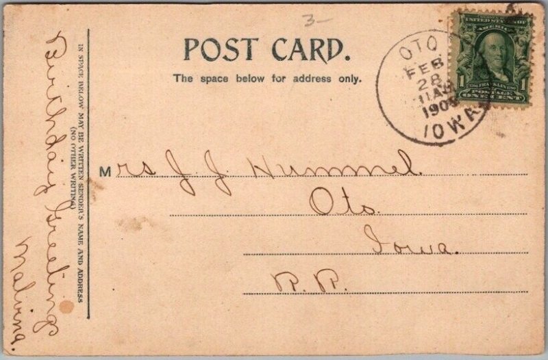 Vintage 1908 ONAWA , Iowa Postcard Downtown Main Street Scene Horse