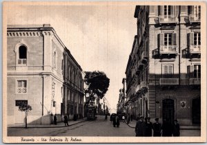 VINTAGE POSTCARD CONTINENTAL SIZE VIA FREDERICO DI PALMA TARANTO ITALY 1930s