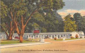 WALTERBORO SC THE FRIENDLY MOTOR COURT POSTCARD c1940s