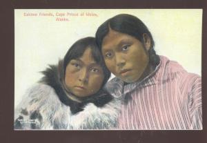 ESKIMO FRIENDS CAPE PRINCE OF WALES ALASKA ESKIMOS GIRLS VINTAGE POSTCARD