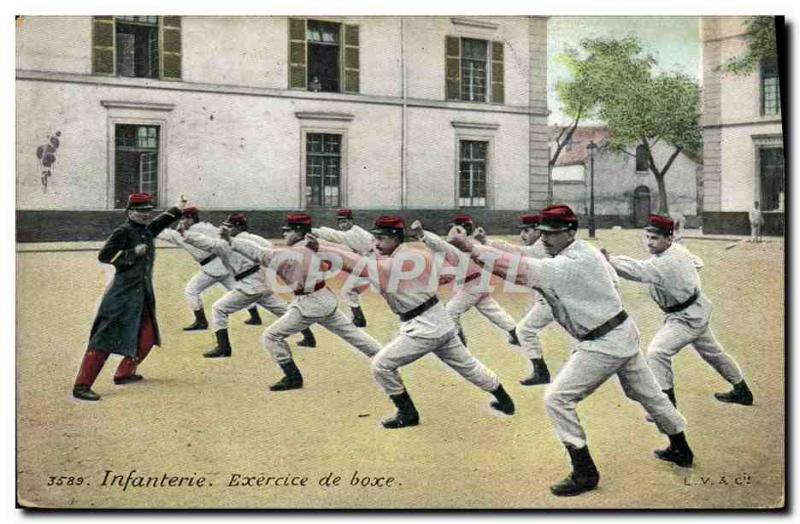 Old Postcard Infantry Boxing Exercise
