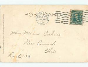 Pre-1907 SEALED ENVELOPE WITH HORSESHOE AND BLUE FLOWERS k4106