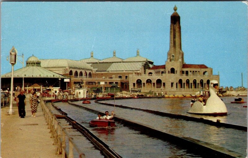 Casino and Wesley Lake, Asbury Park NJ Vintage Postcard U41