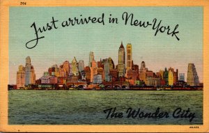 New York City Just Arrived In The Wonder City Showing Skyline 1953 Curteich