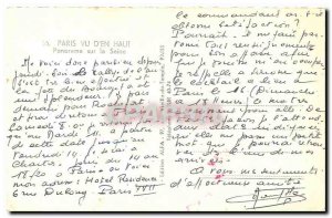 Old Postcard Paris from above Panorama on the Seine