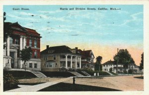 USA Court House Harris and Division Streets Cadillac Michigan Postcard 08.91