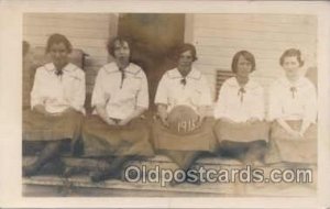 Unknown Girl Basketball Team 1915, Basketball Unused yellowing on back from age