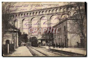 Postcard Old Train and Aqueduct Roquefavour