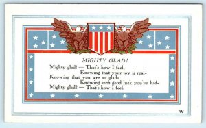 Patriotic Greeting MIGHTY GLAD, That's How I Feel POEM Arts & Crafts  Postcard