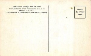 Florida FL~ HOMOSASSA SPRINGS TRAILER PARK~David J Levitt ROADSIDE B&W Postcard