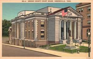 Vintage Postcard 1920's View Greene County Court House Greeneville Tennessee TN