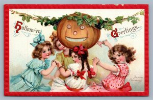 HALLOWEEN ANTIQUE EMBOSSED POSTCARD by FRANCES BRUNDAGE