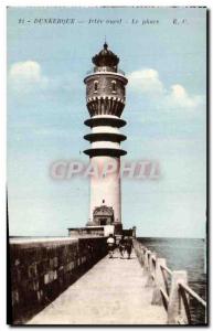 Old Postcard Dunkirk Lighthouse Jetee West