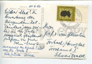 443095 GERMANY 1956 Bayreuth Richard Wagner festival RPPC Robert Schumann stamp