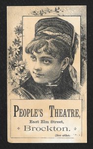 VICTORIAN TRADE CARD Peoples Theatre & Claire Scott Woman c1885