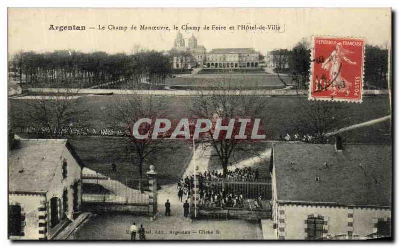 Old Postcard Argentan The operating field the fairgrounds and the city & # 39...