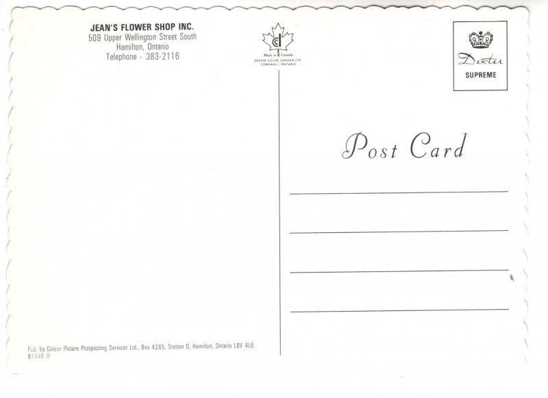 Jean's Flower Shop, Hamilton, Ontario
