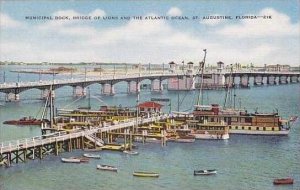 Florida St Augustine Municipal Dock Bridge of Lions and The Atlantic Ocean